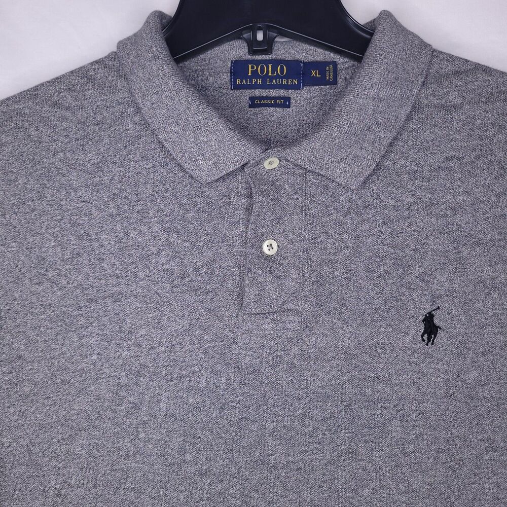 Ralph Lauren Polo Shirt Mens XL Gray Pony Short Sleeve Classic Fit Cotton
